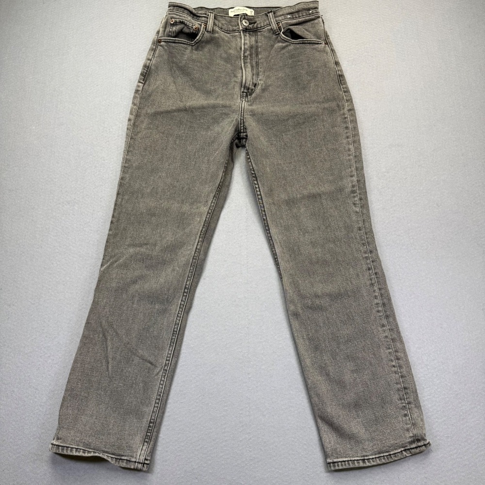 Abercrombie & Fitch The Ankle Straight Ultra High Rise Jeans Washed‎ Black 28 6